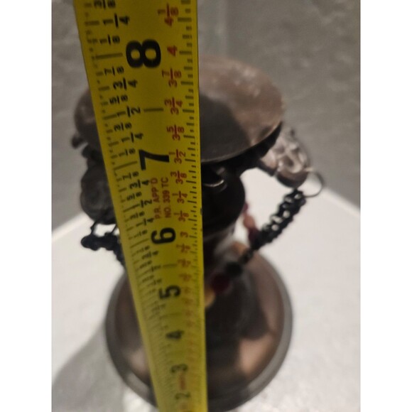 Gothic Metal Beaded Candlestick 6" Made in India - Picture 6 of 7